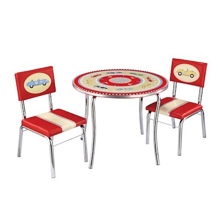 Retro Racers Three Piece Children's Table and Chairs Set